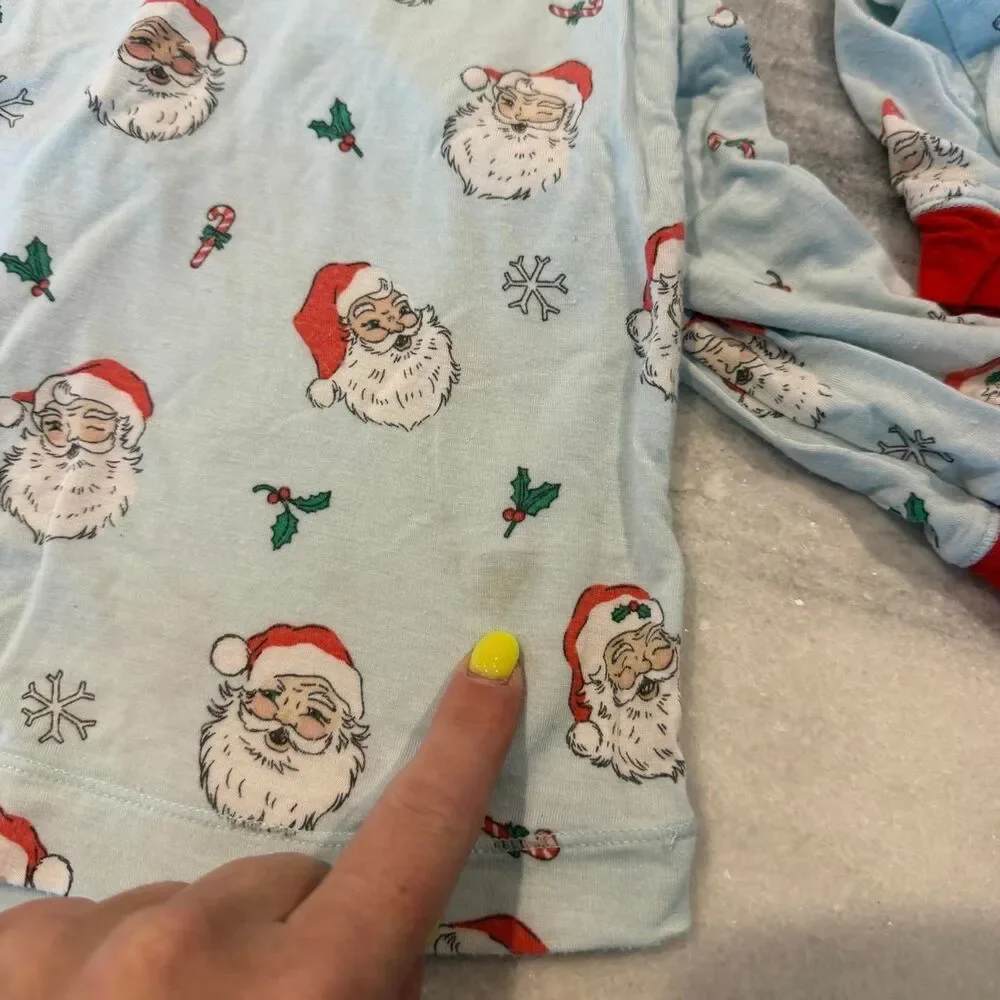 Tullabee Light Blue Santa Print PJ Set 2T Bamboo 2pc